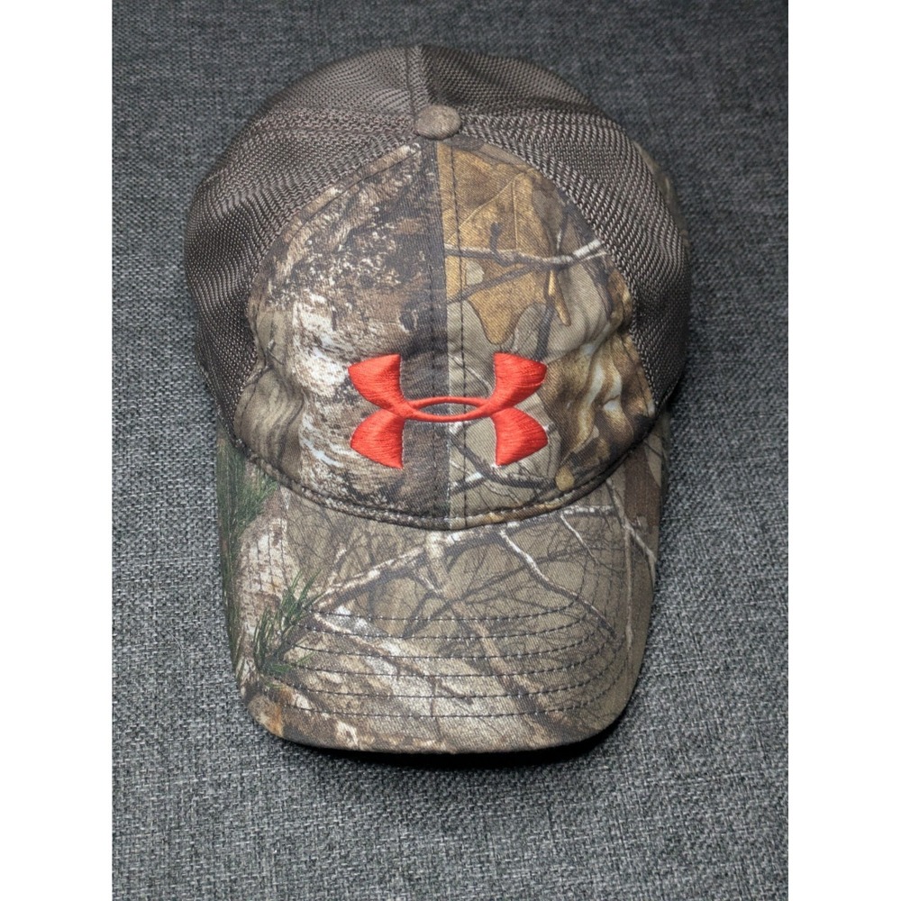 Under Armour Realtree‎ Hat Snapback Camo Orange Logo Hunting Outdoors OSFM Cap
